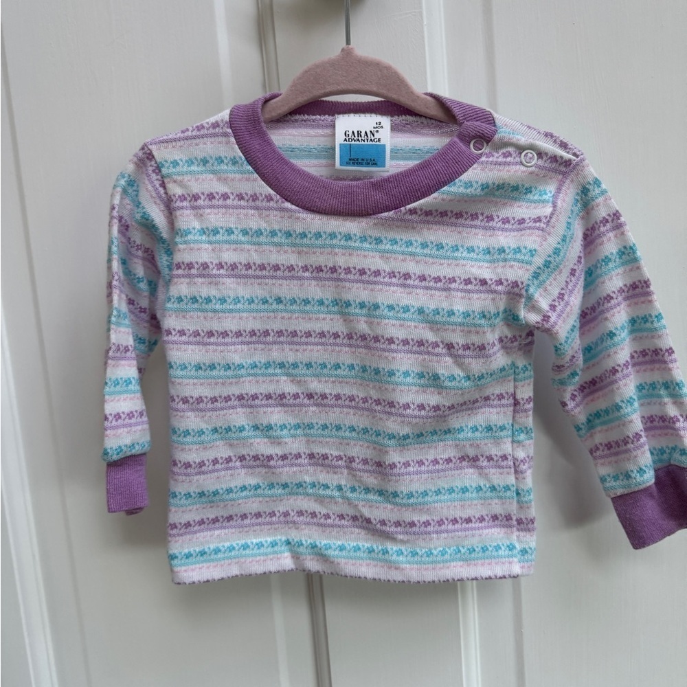 Garage Advantage 12M Purple & White Stripe Girls Long Sleeve Top Blouse